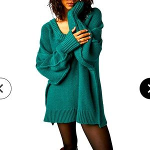 Free People Alli V Oversized Cotton Sweater